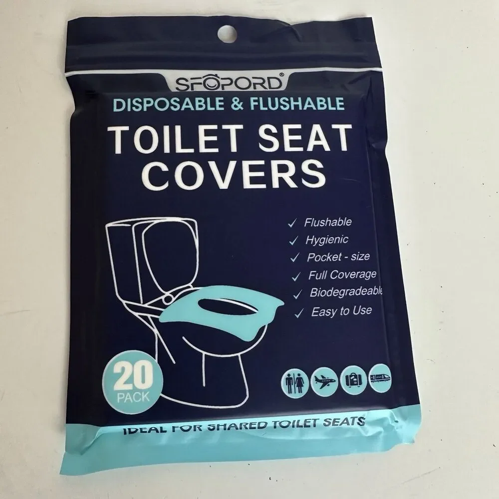 SFOPORD 100 Pieces Toilet Seat Covers Disposable Flushable Travel Public Bathroo